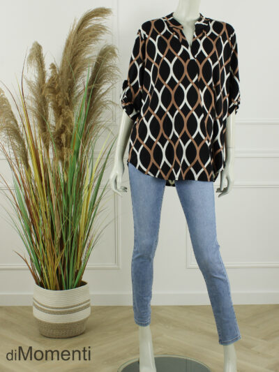 Top Susan - Zwart / Camel / Print 1