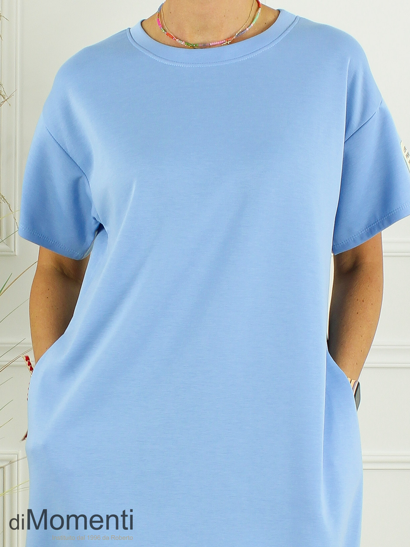 Jurk Life Label Ecru - Licht Blauw