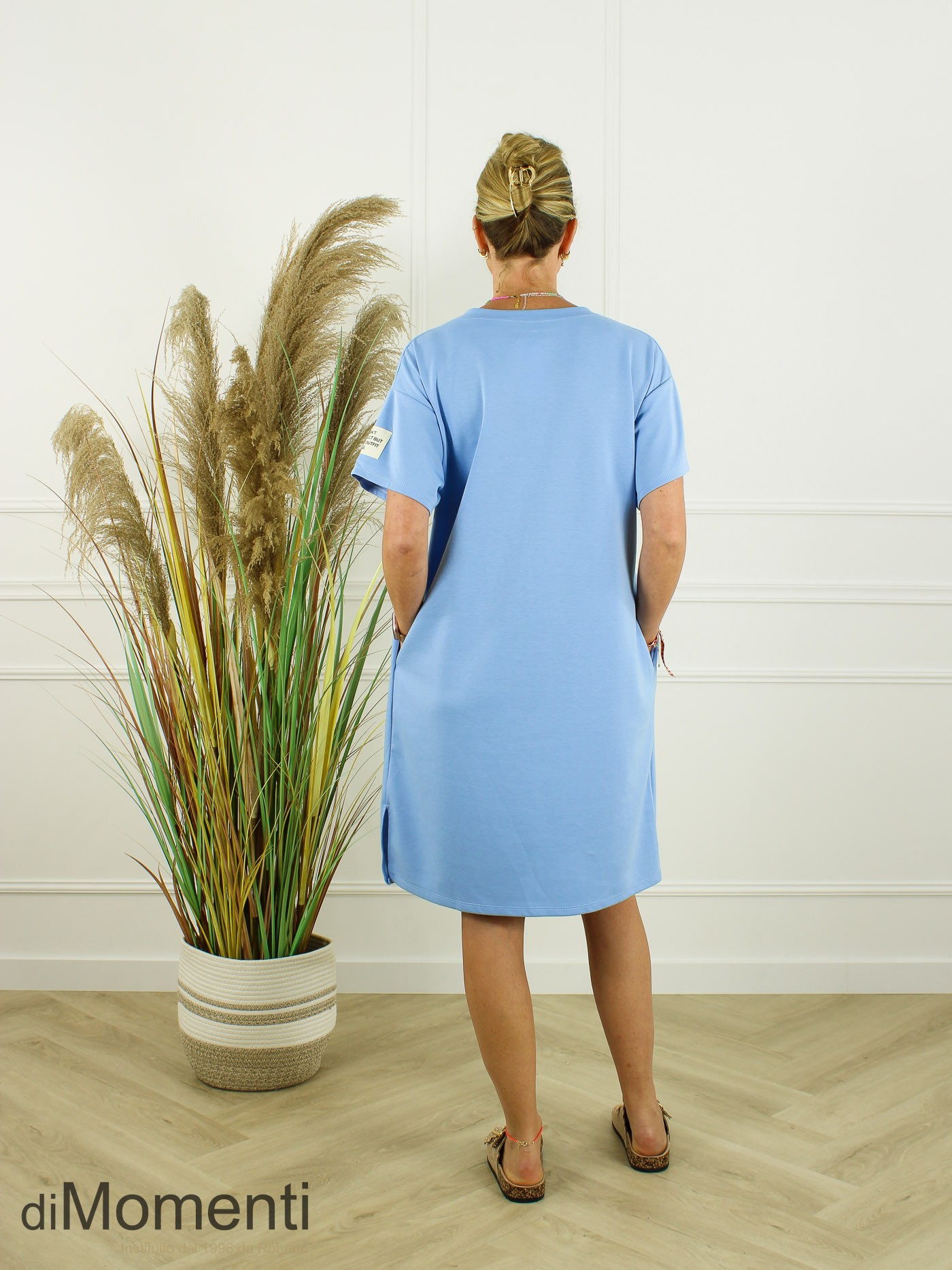 Jurk Life Label Ecru - Licht Blauw