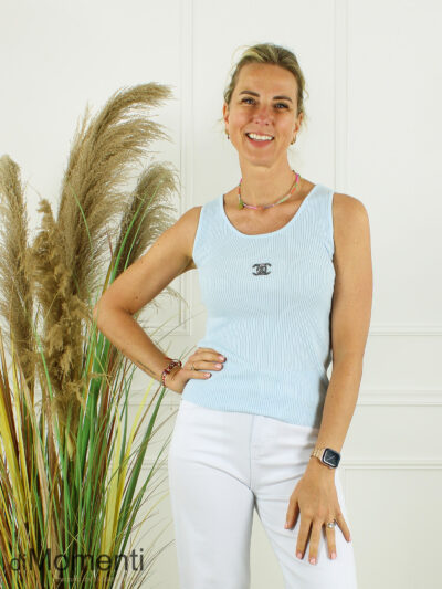 Top Cheryl Zonder Mouw - Licht Blauw