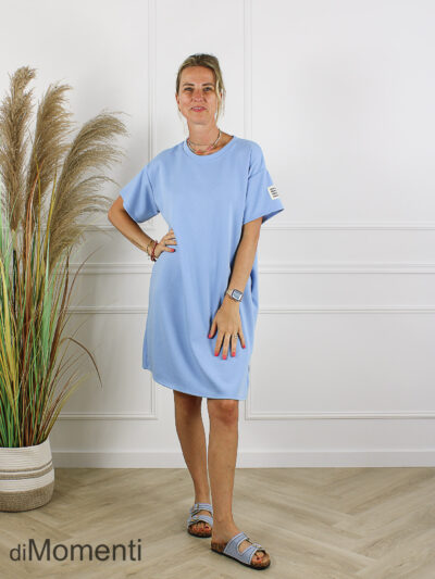 Jurk Life Label Ecru - Licht Blauw