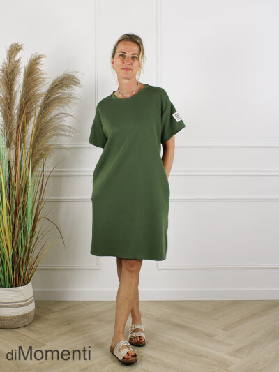Jurk Life Label Ecru - Army Groen