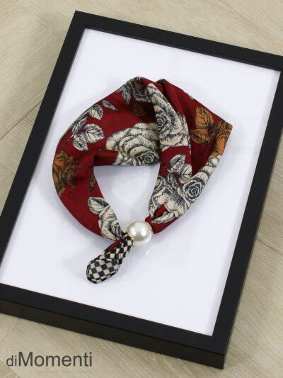 Zijde Look Sjaal  Parel - Print 1 / Bordeaux