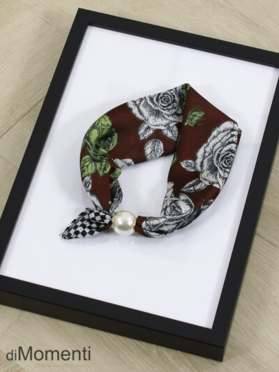 Zijde Look Sjaal  Parel - Print 1 / Choco