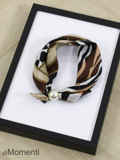 Zijde Look Sjaal  Parel - Print 2 / Camel
