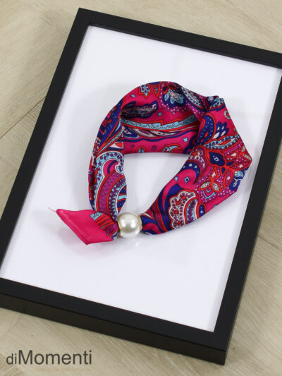 Zijde Look Sjaal  Parel - Print 3 / Fuchsia