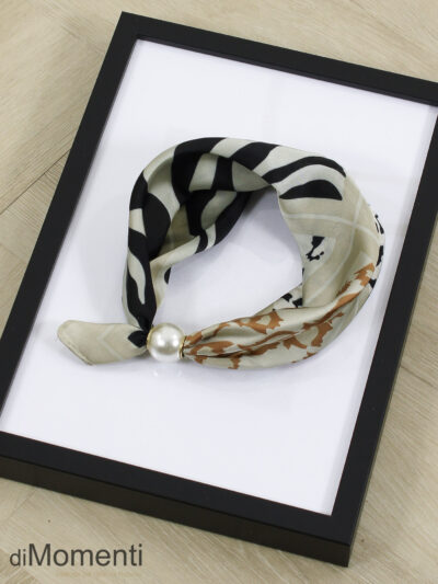 Zijde Look Sjaal  Parel - Print 5 / Beige