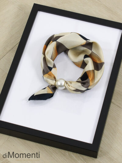 Zijde Look Sjaal  Parel - Print 9 / Taupe