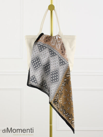Zijde Look Sjaal Patchy - Zwart