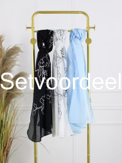 Mix Sjaals - Set 10 Zwart / Wit / Licht Blauw