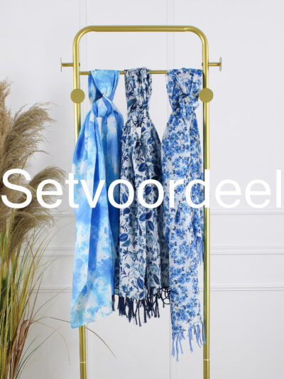 Mix Sjaals - Set 2 Navy / Blauw / Turquoise
