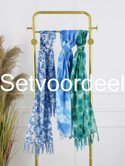 Mix Sjaals - Set 8 Groen / Blauw / Turquoise