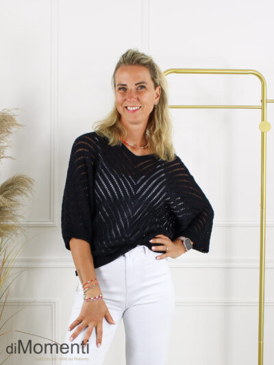 Ajour Top Sandy - Zwart