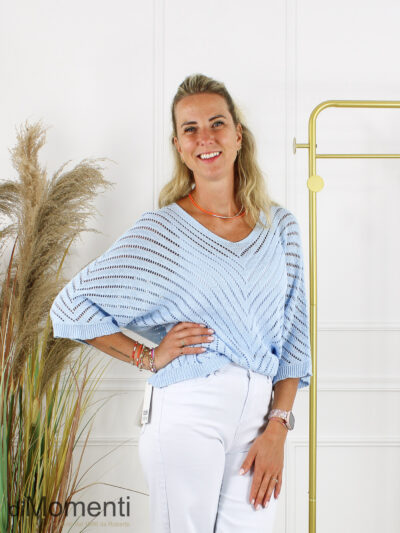 Ajour Top Sandy - Licht Blauw