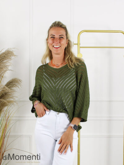 Ajour Top Sandy - Army Groen