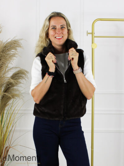 Faux Fur Gilet Lorena - Coffee