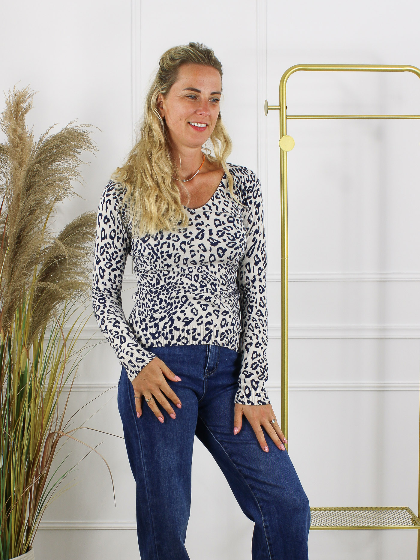 Top Elise - Beige / Blauw