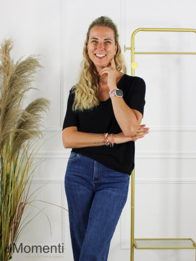 Fijn Brei Top Fiore - Zwart