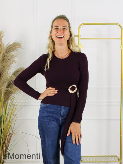 Fijn Gebreide Top Livia - Aubergine
