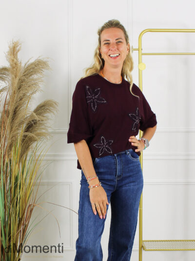Gebreide Top Messy - Aubergine