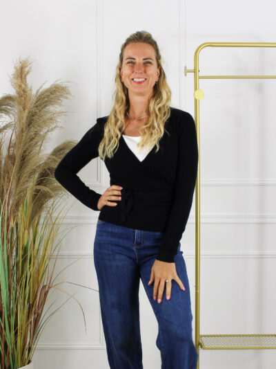 Wikkel Top Fleur - Zwart