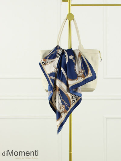 Zijde Look Sjaal Chain - Navy