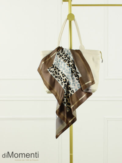 Zijde Look sjaal Animal - Coffee