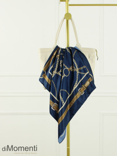 Zijde Look Sjaal Paris - Navy