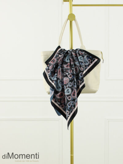 Zijde Look Sjaal Paisley - Zwart
