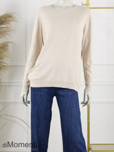 Fijn Brei Top Ronde Hals Alice - Beige Melee