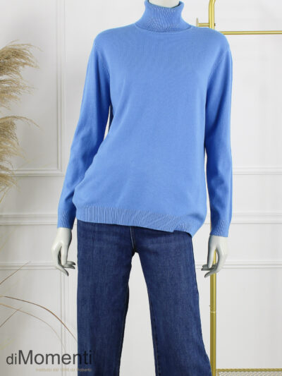 Fijn Brei Top Kol Jasmina - Jeans Blauw