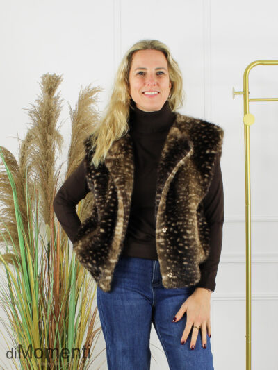 Faux Fur Gilet Sweet Dear - Coffee