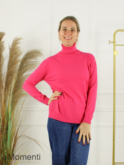 Fijn Brei Top Kol Jasmina - New Fuchsia
