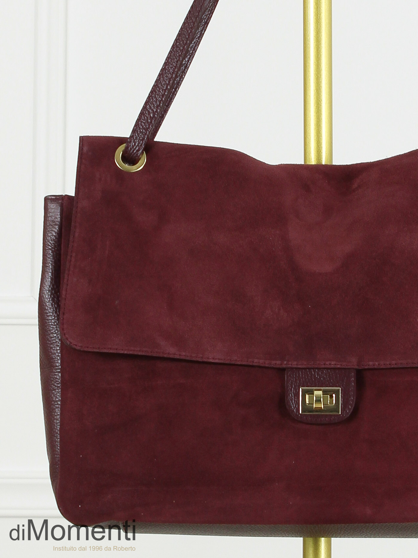 Maxi flag Bag Louisa - Leer / Suede Bordeaux