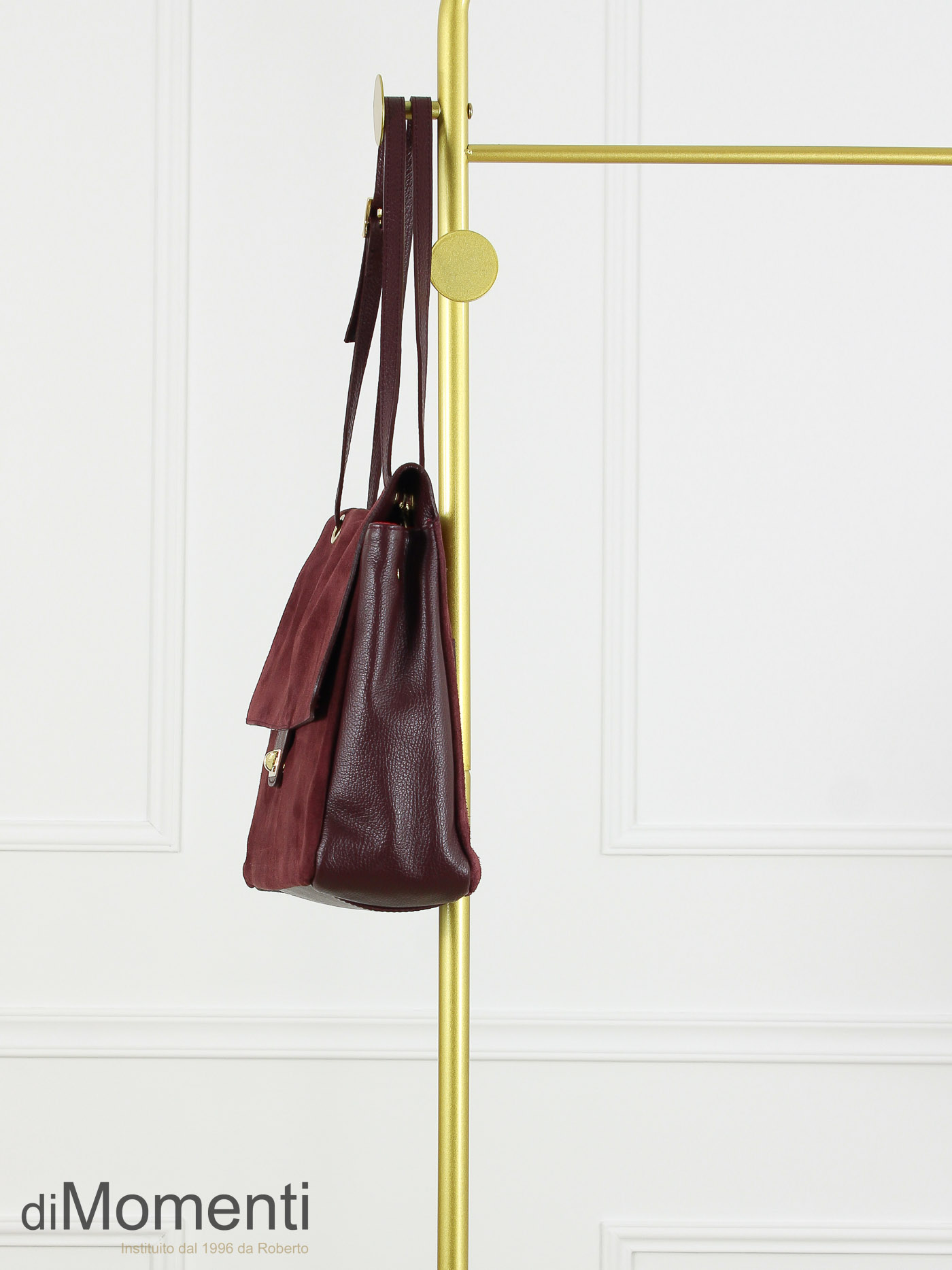 Maxi flag Bag Louisa - Leer / Suede Bordeaux