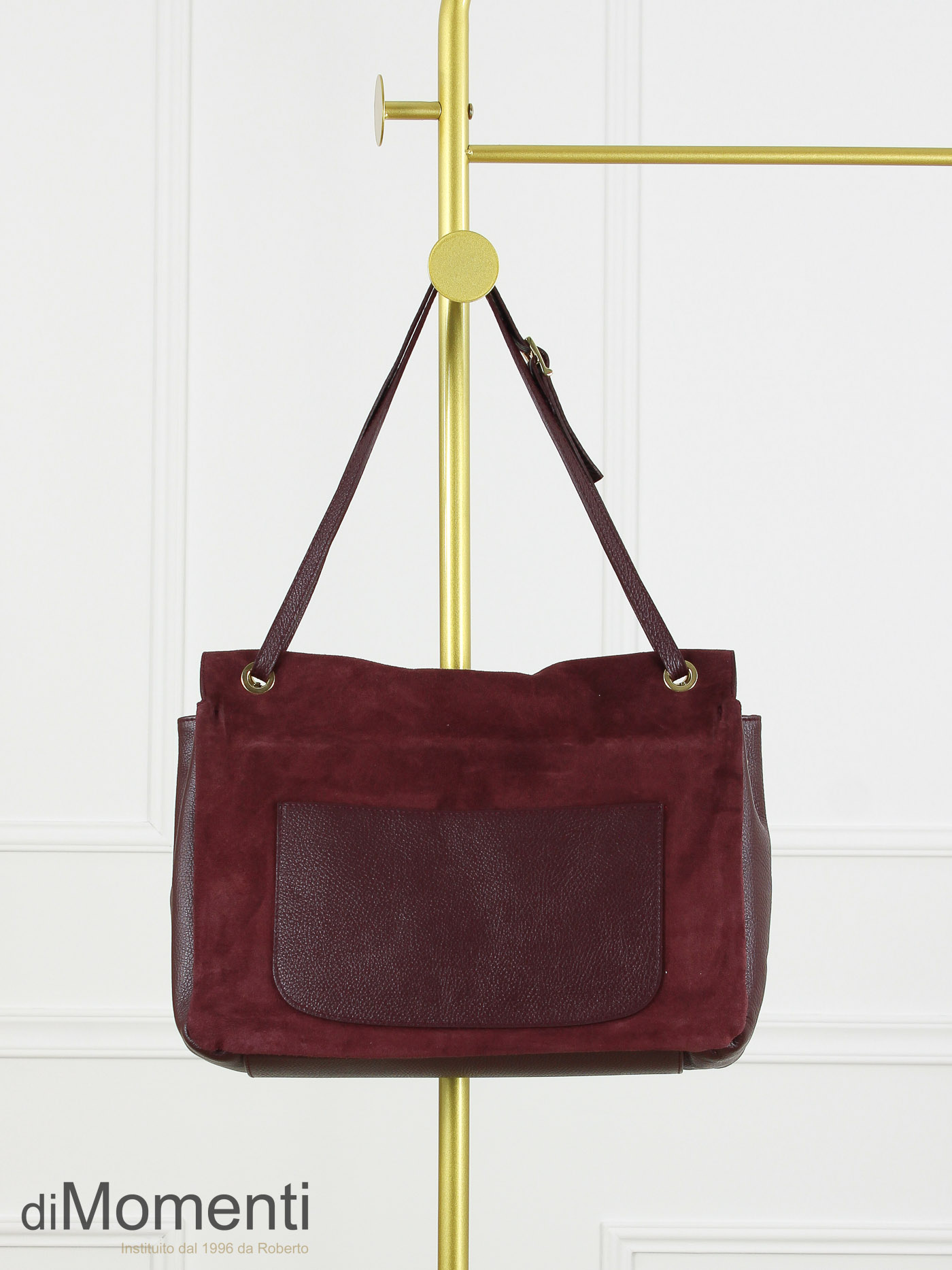 Maxi flag Bag Louisa - Leer / Suede Bordeaux