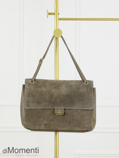 Maxi flag Bag Louisa - Leer / Suede Taupe