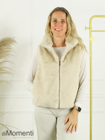 Fake Fur Gilet Messina - Beige Melé