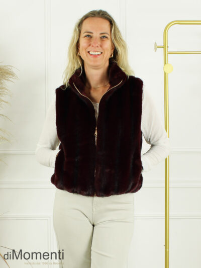 Fake Fur Gilet Monza - Bordeaux Melé