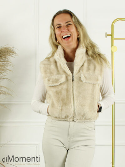 Fake Fur Gilet Palermo - Beige Melé