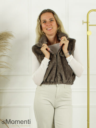 Fake Fur Gilet Palermo - Grijs Melé
