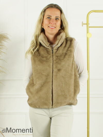 Fake Fur Gilet Messina - Camel Melé